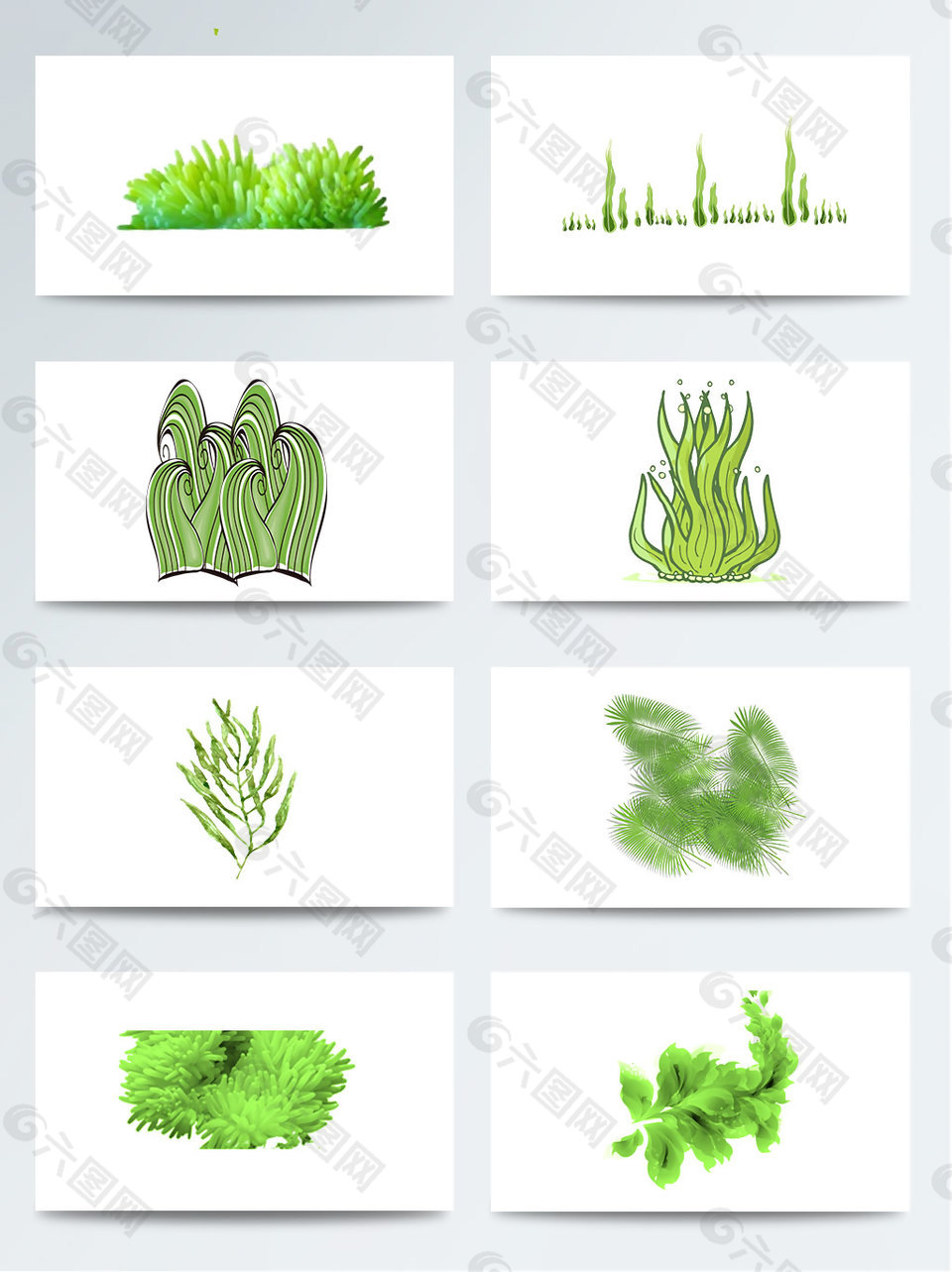 彩绘水草水彩水草叶子PNG元素