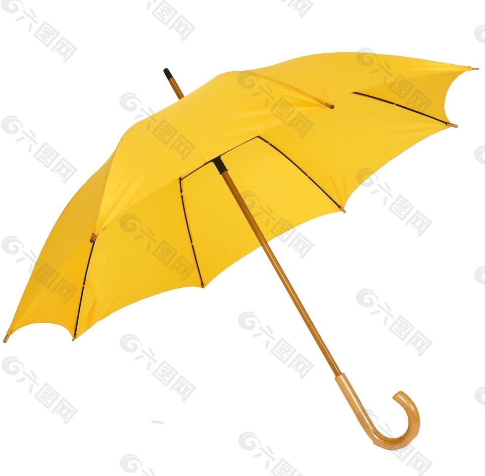 黄色长柄伞png元素