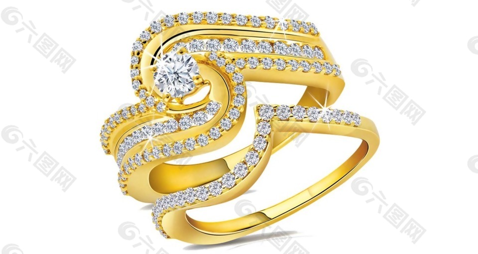 黄金钻石戒指png元素