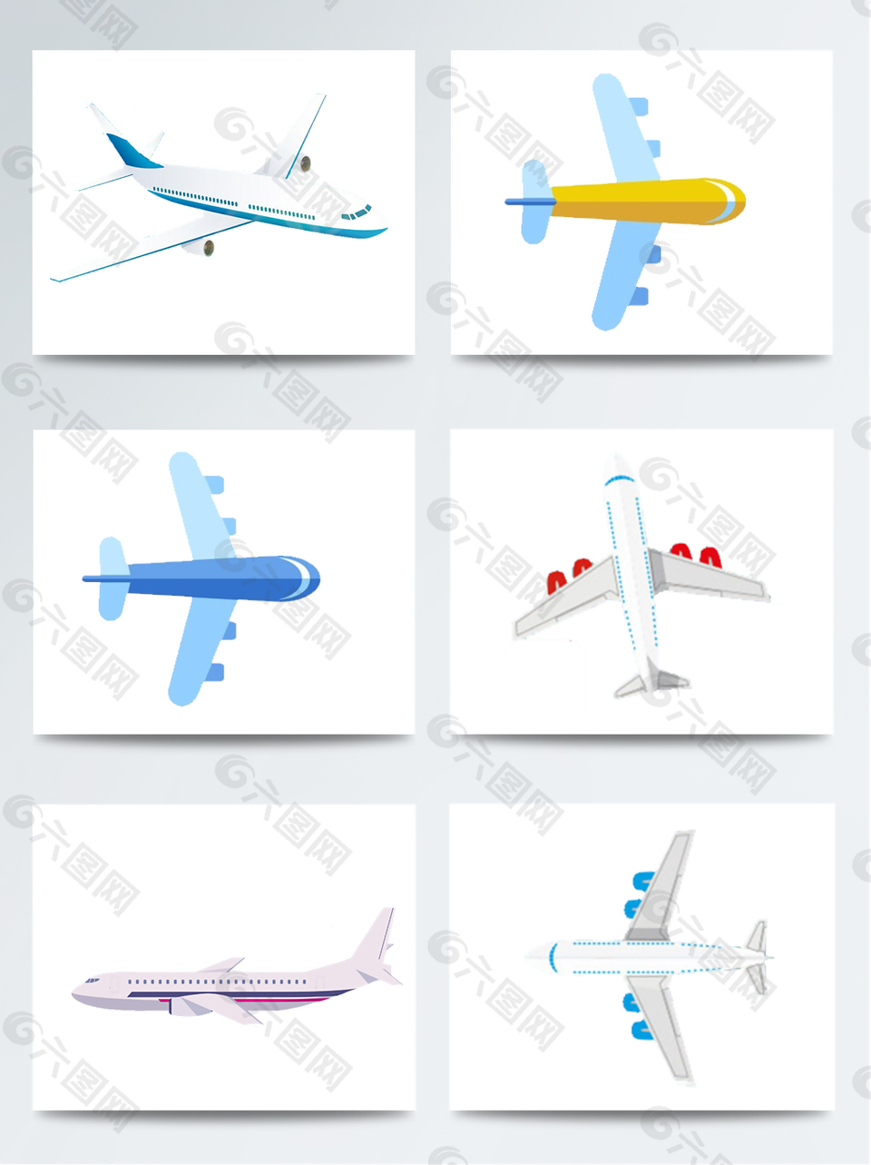 漫画卡通飞机png元素设计客机