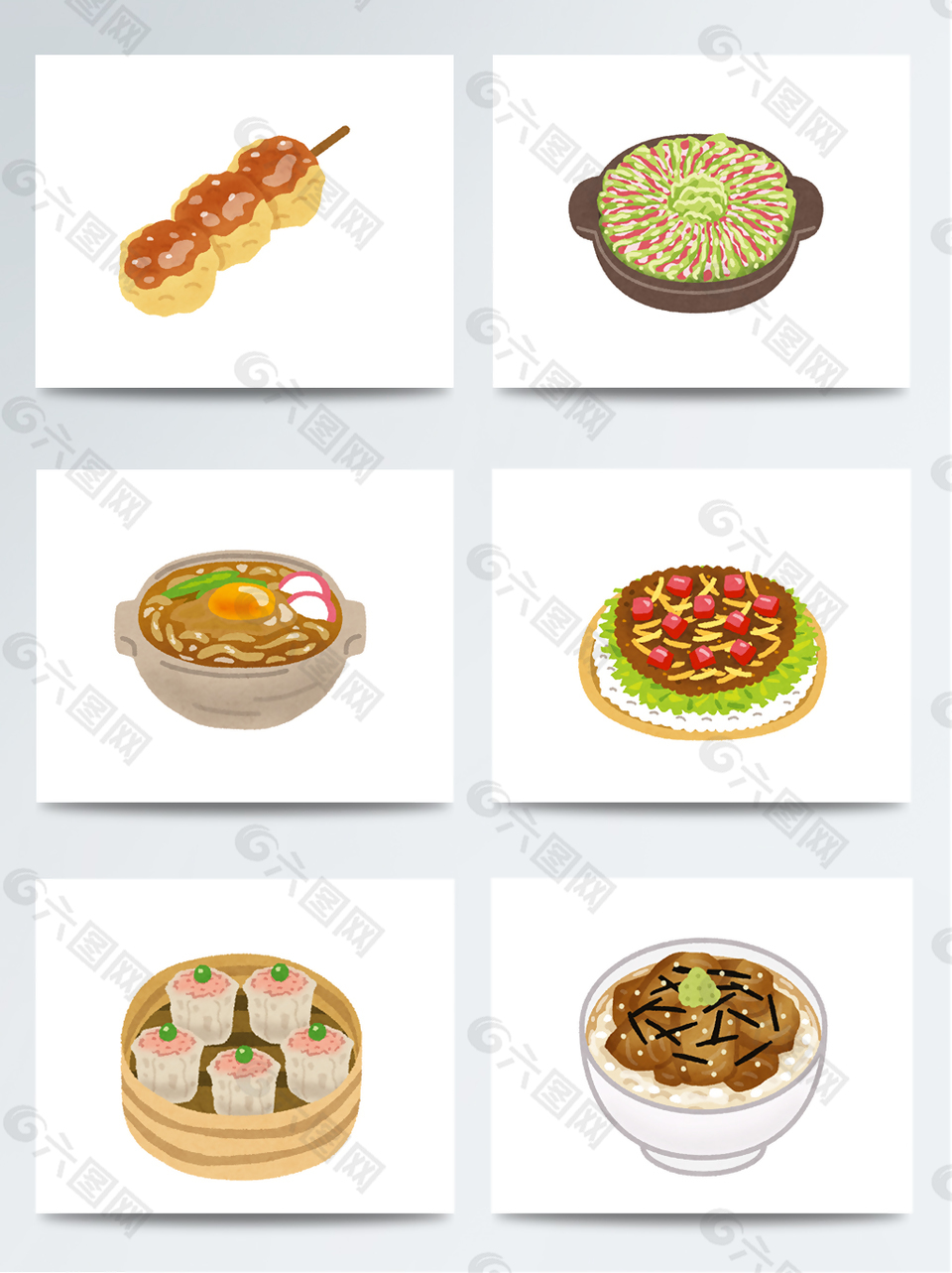 彩绘食物素材中式美食