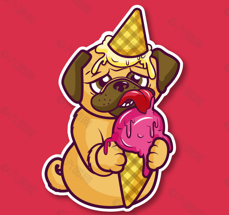 吃着冰淇淋的狗狗