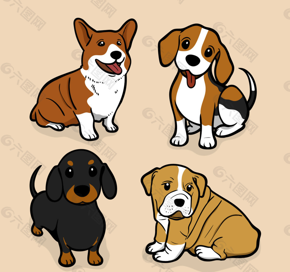 彩色卡通狗狗