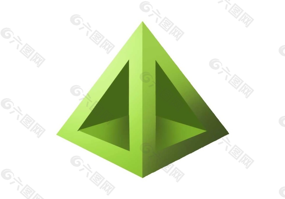 立体绿色三角体png元素