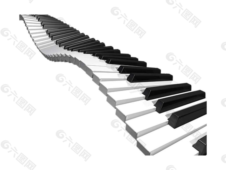 卡通动漫弯曲弹奏的钢琴键盘png元素