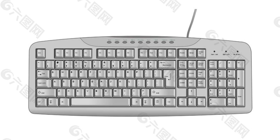 白色有线键盘png元素