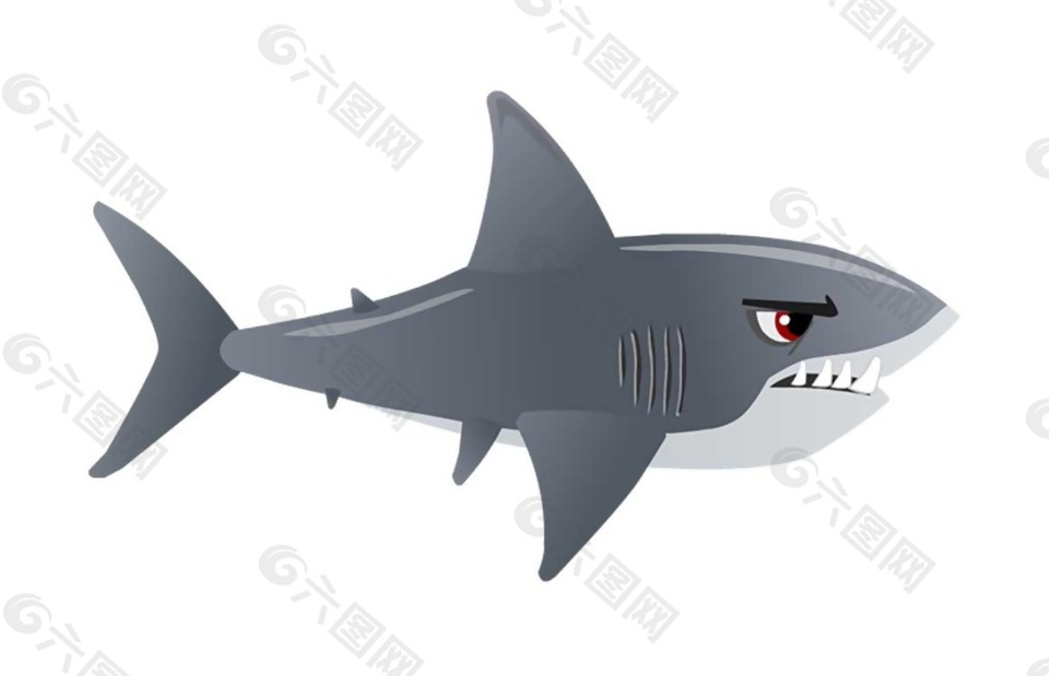 卡通灰色鲨鱼png元素