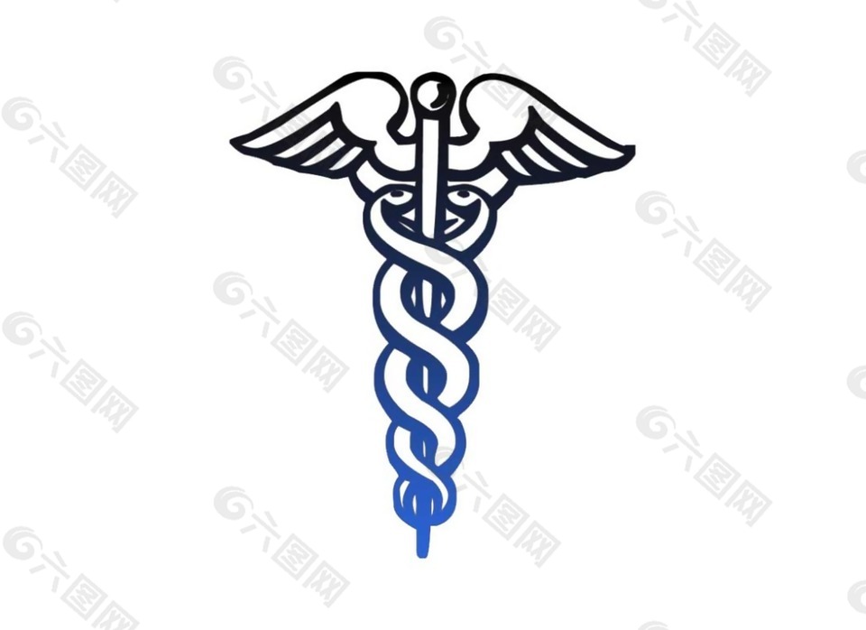 手绘翅膀蛇形权杖png元素