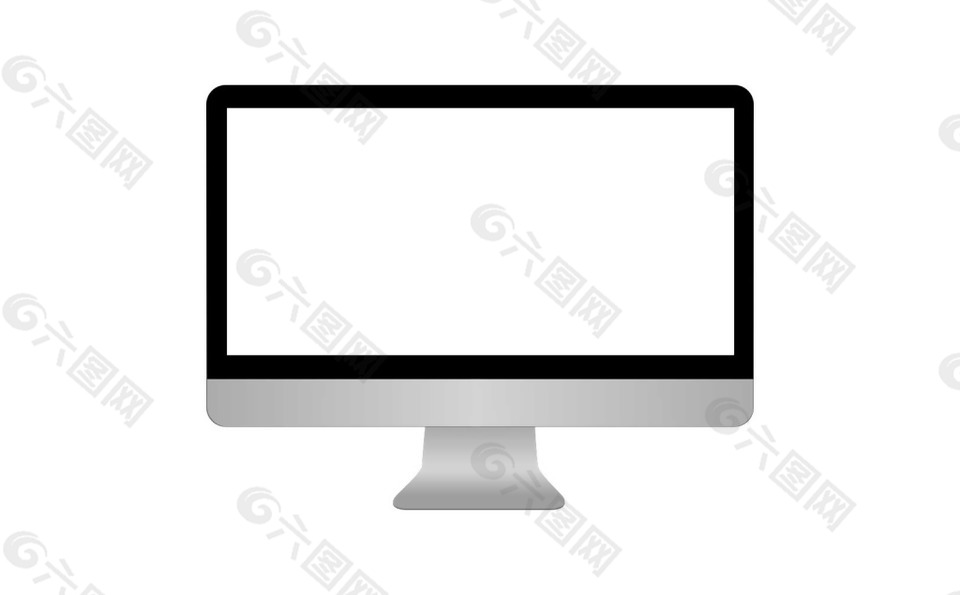 卡通彩绘白色电脑屏幕png元素