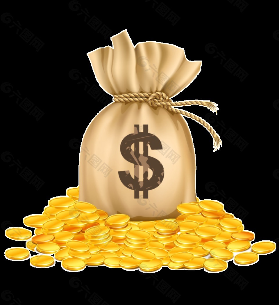 卡通金币钱袋素材