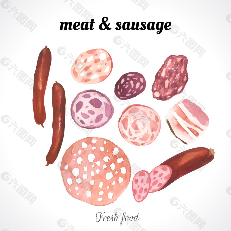 水彩肉制品插画