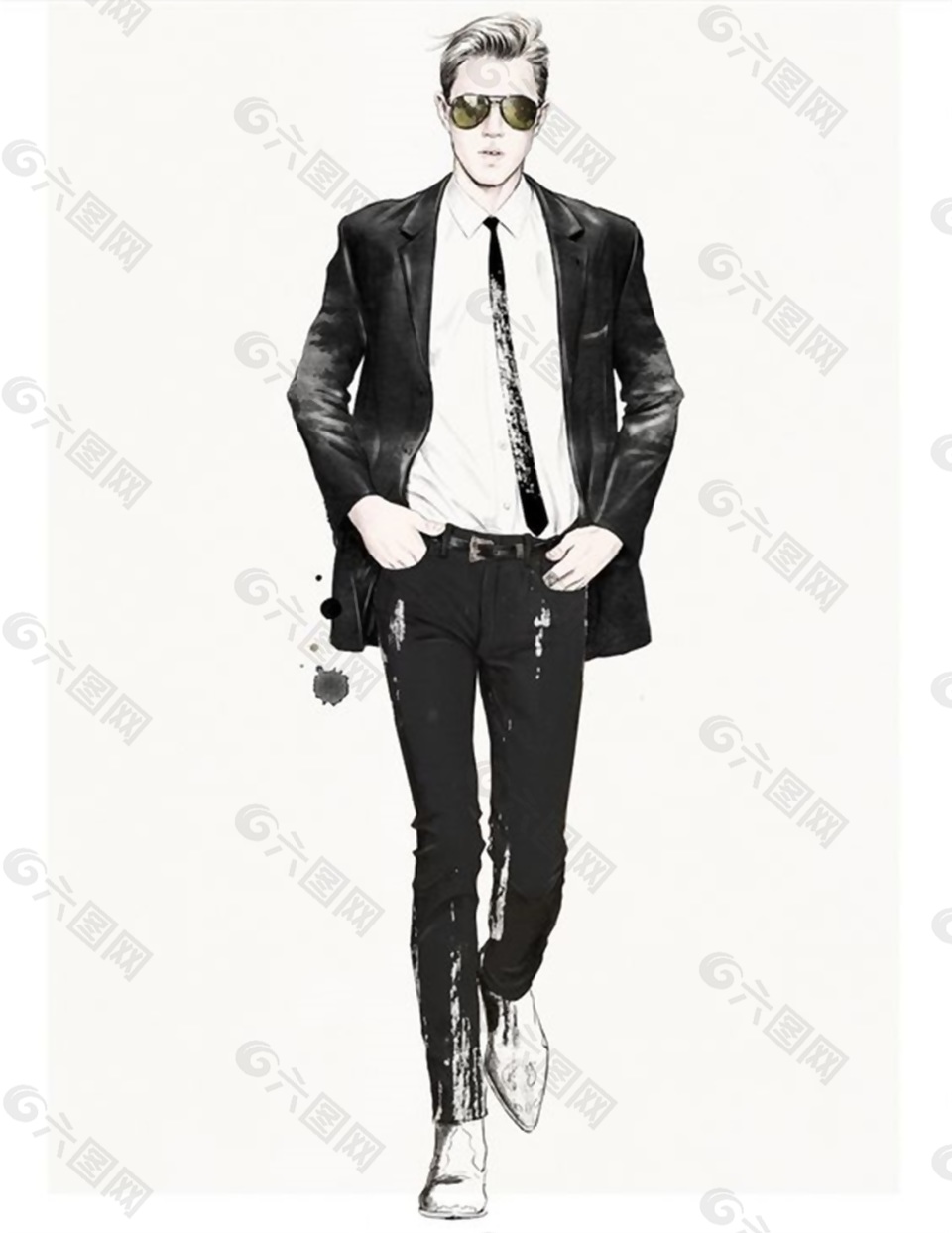 帅气黑色西装外套男装效果图