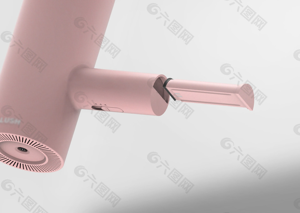 粉色3d模型的创意吹风机jpg