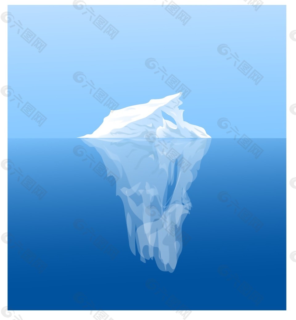 蓝色海洋上的冰川插画