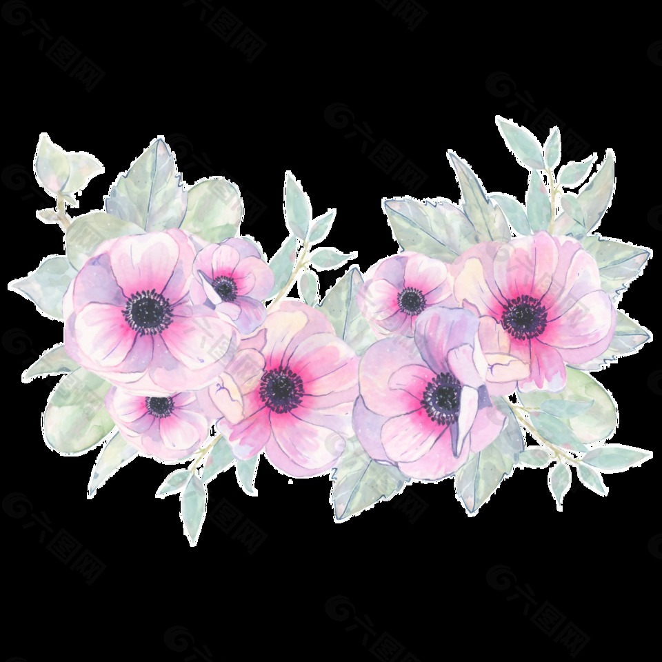 淡紫色鲜花花卉PNG透明素材