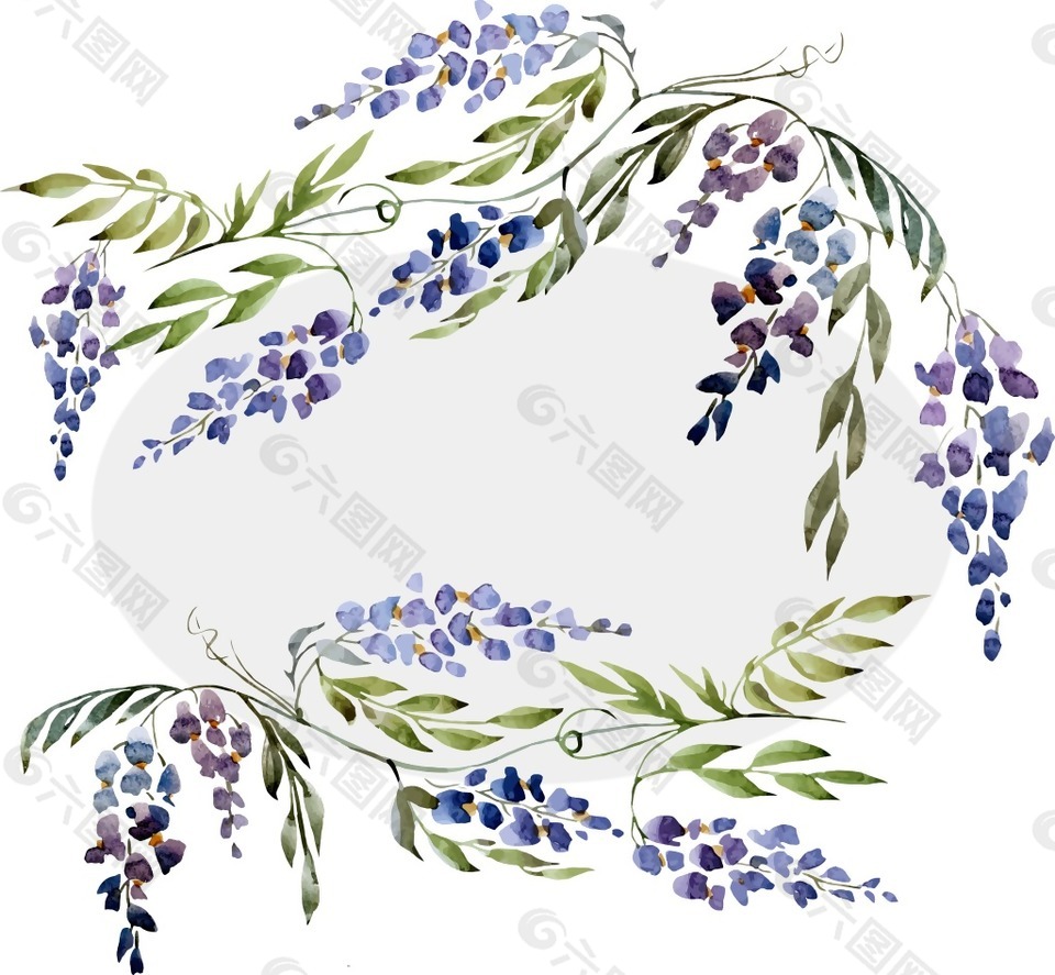 水彩紫色植物插画