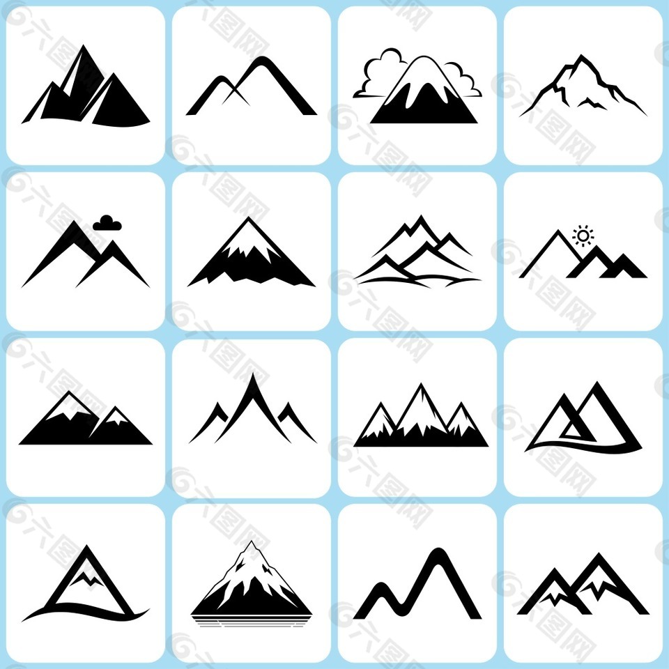 抽象简约山峰图标设计元素素材免费下载(图片编号:9183056)-六图网