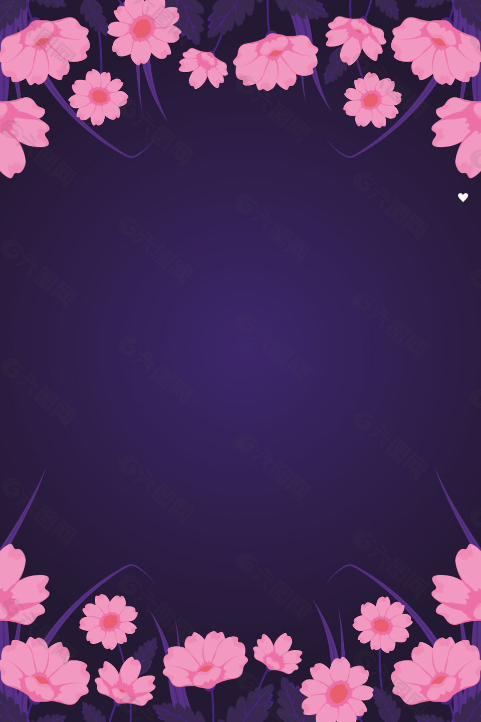 紫色手绘卡通情人节背景