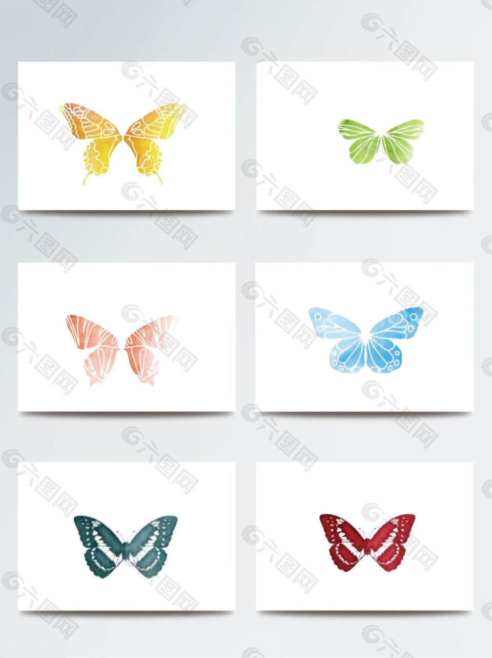 彩色平面蝴蝶图案素材