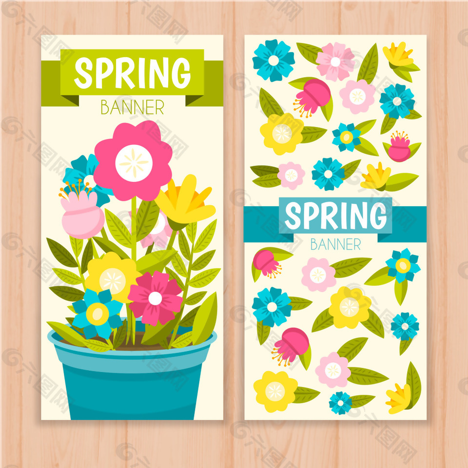 彩绘花朵春季促销海报设计