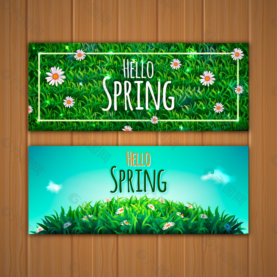 绿色春暖花开促销海报设计