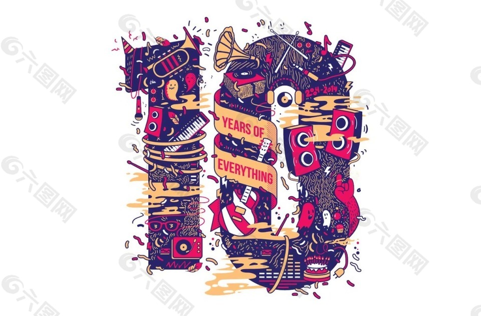 卡通彩色数字png元素