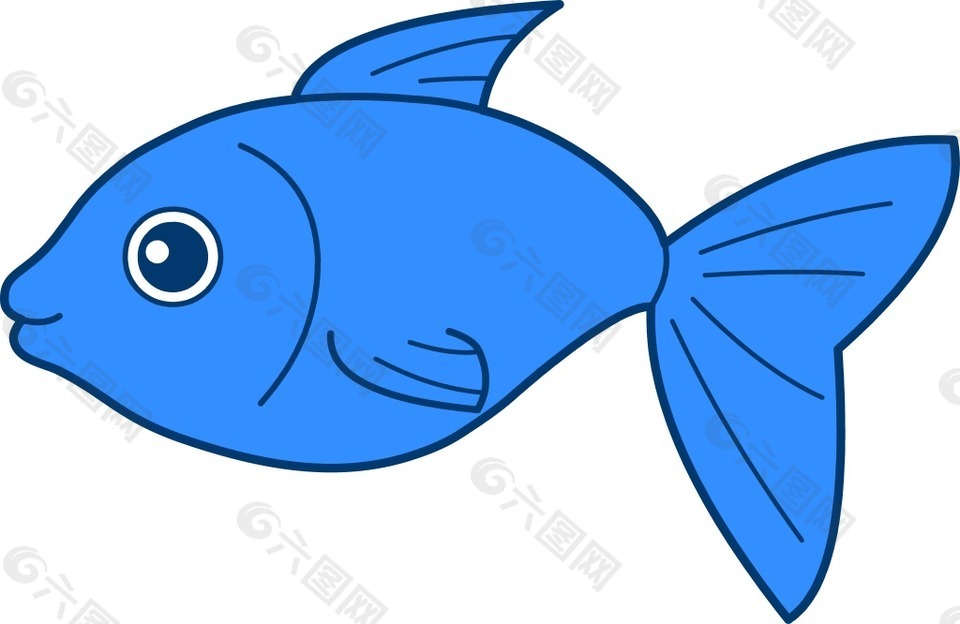 卡通蓝色小鱼png元素