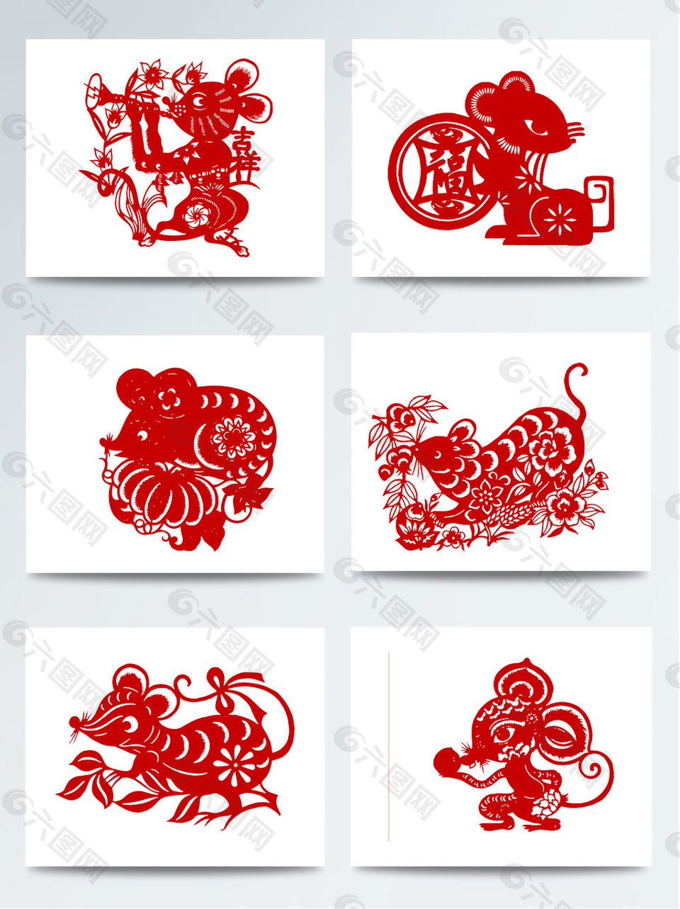 中国传统老鼠剪纸素材