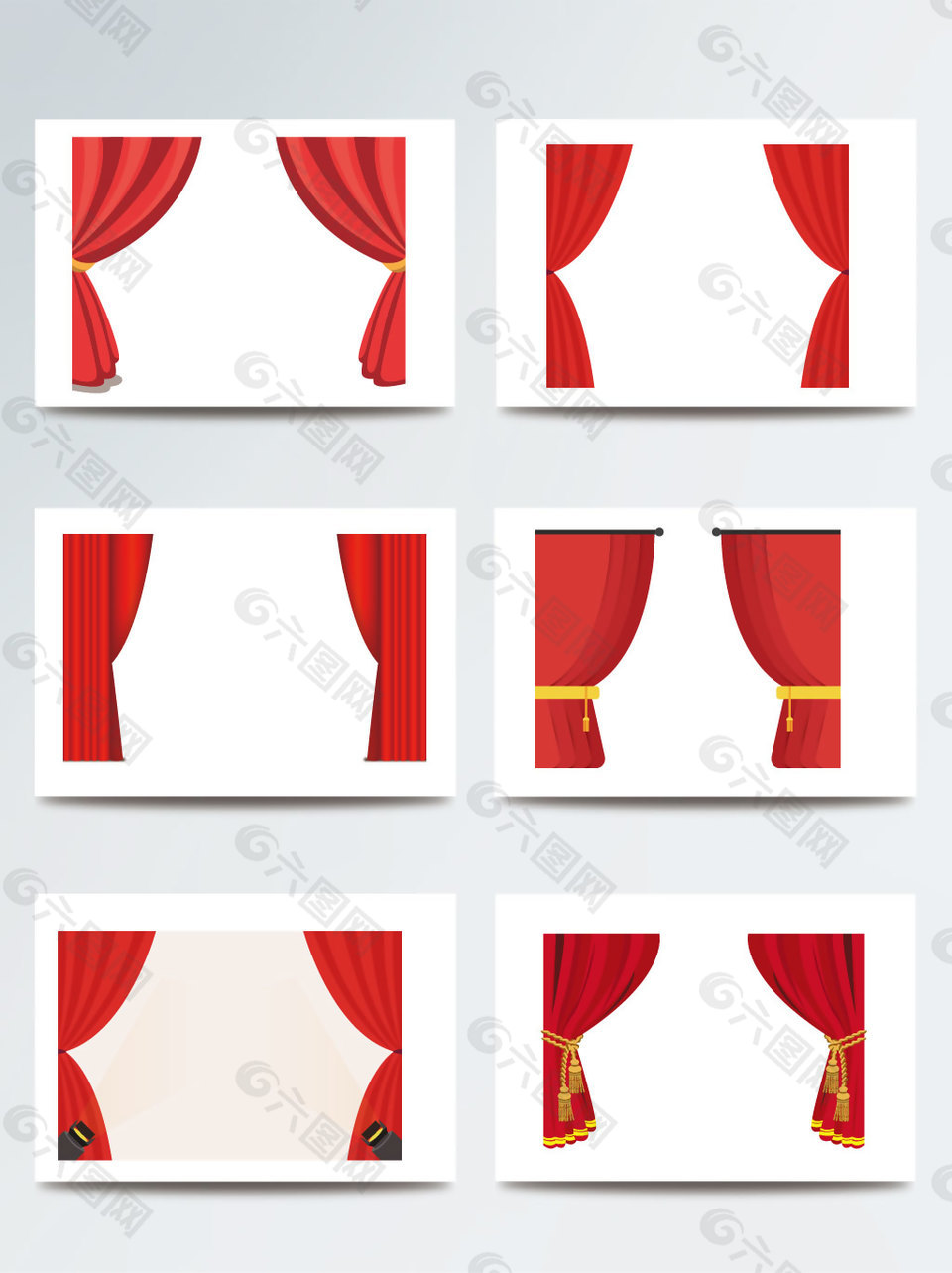 大红色的窗帘矢量图案