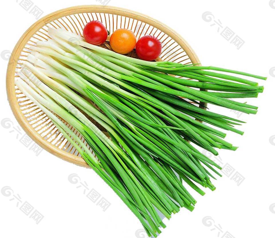 绿色小葱番茄png元素