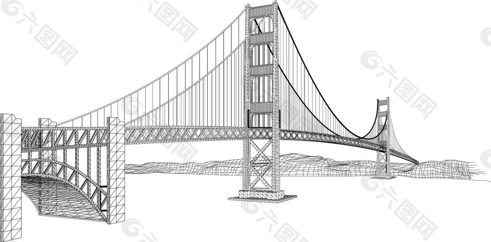 灰色跨海大桥png元素