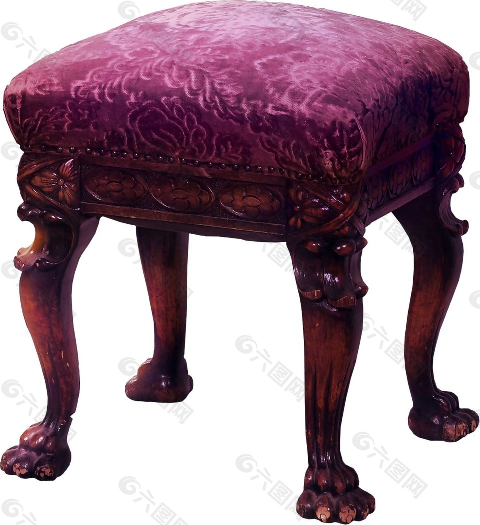 紫色木质凳子png元素