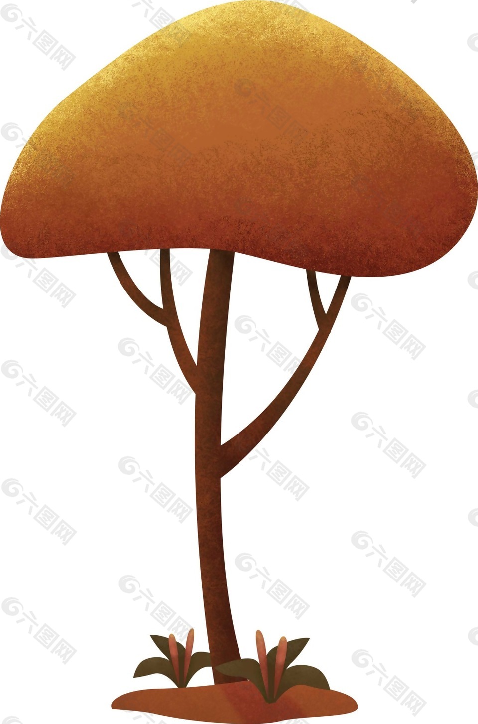 卡通蘑菇状大树png元素