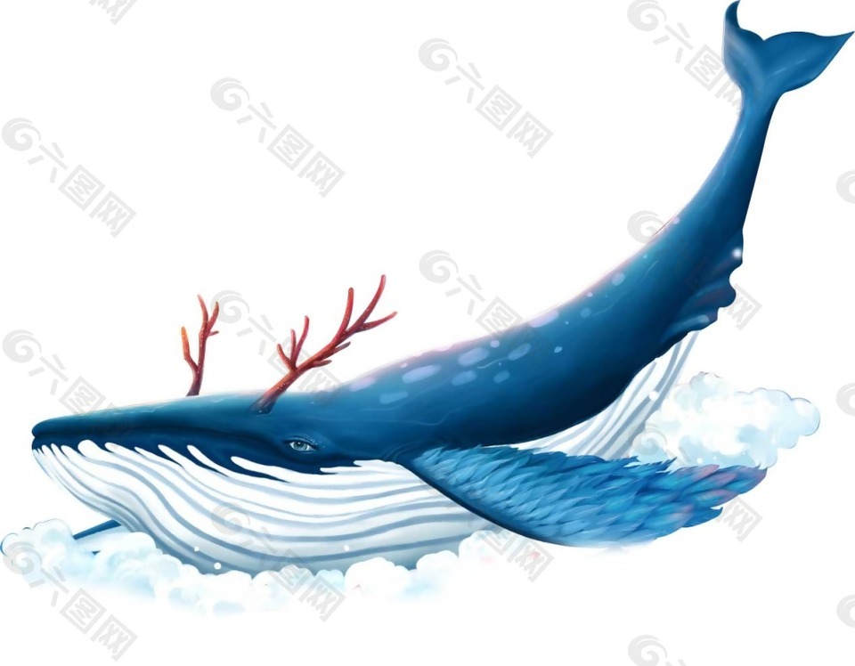 动漫蓝色鲸鱼png元素