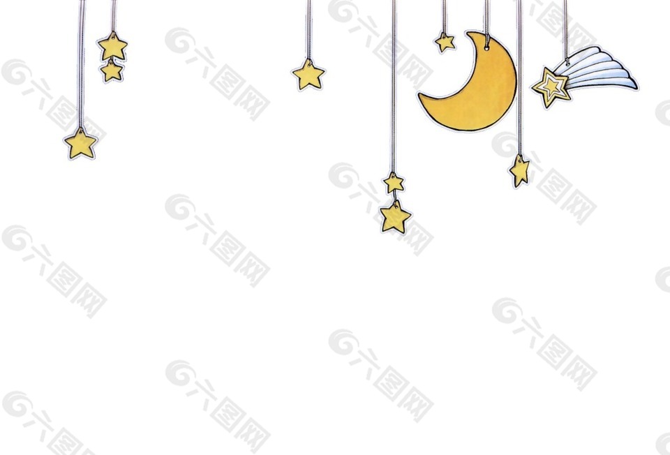 卡通月亮星星吊饰png元素