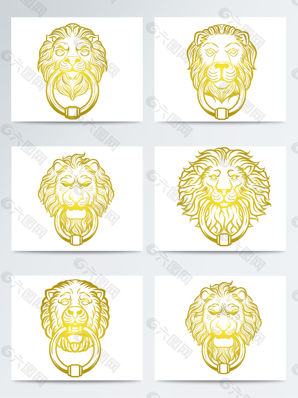 金色手绘狮子门环