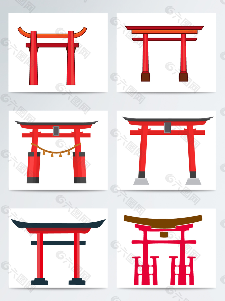红色日本神社门素材