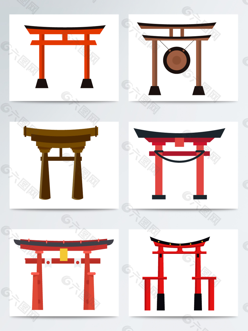 手绘矢量日本神社门素材设计元素素材免费下载 图片编号 六图网