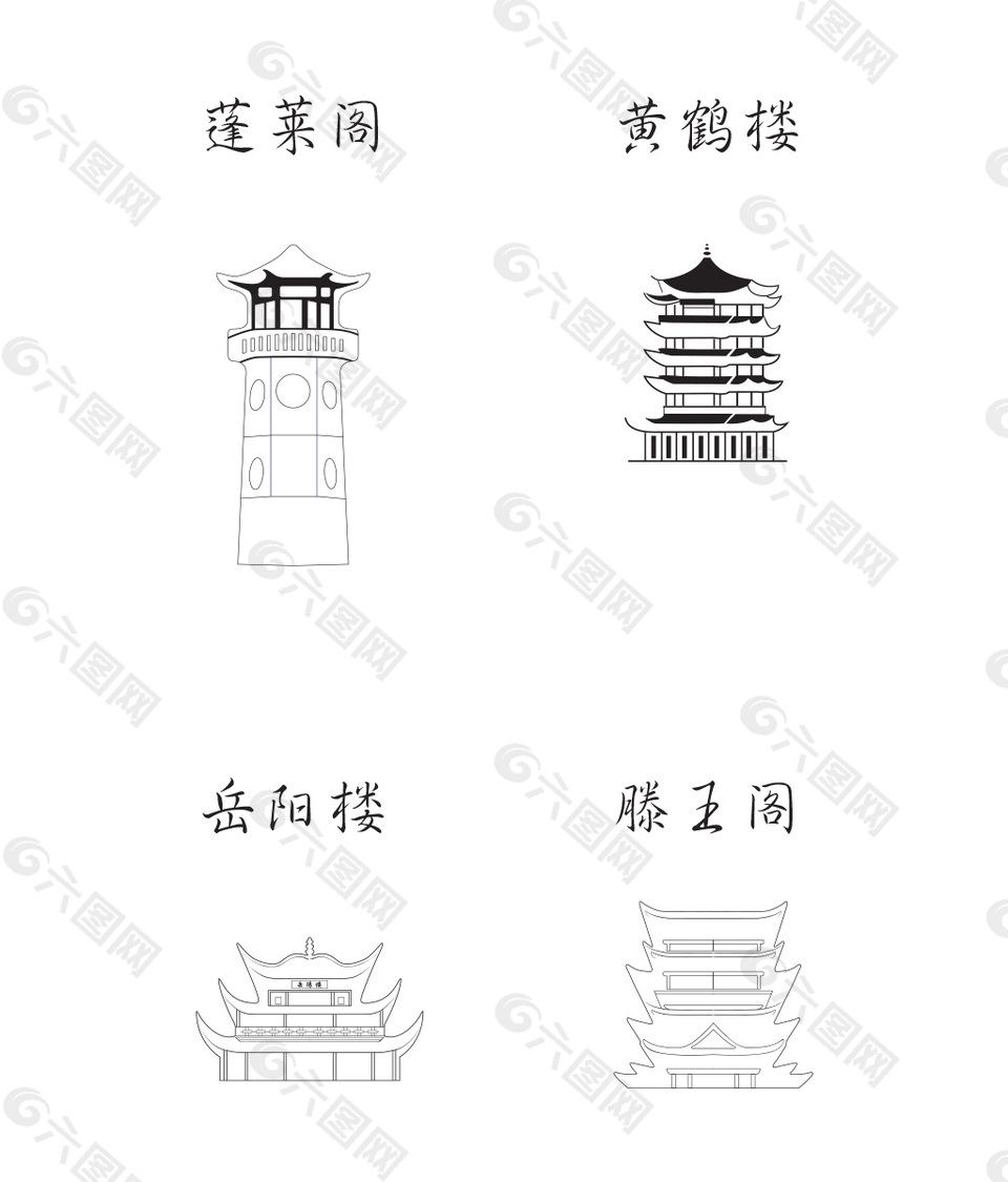 四大名楼线条元素