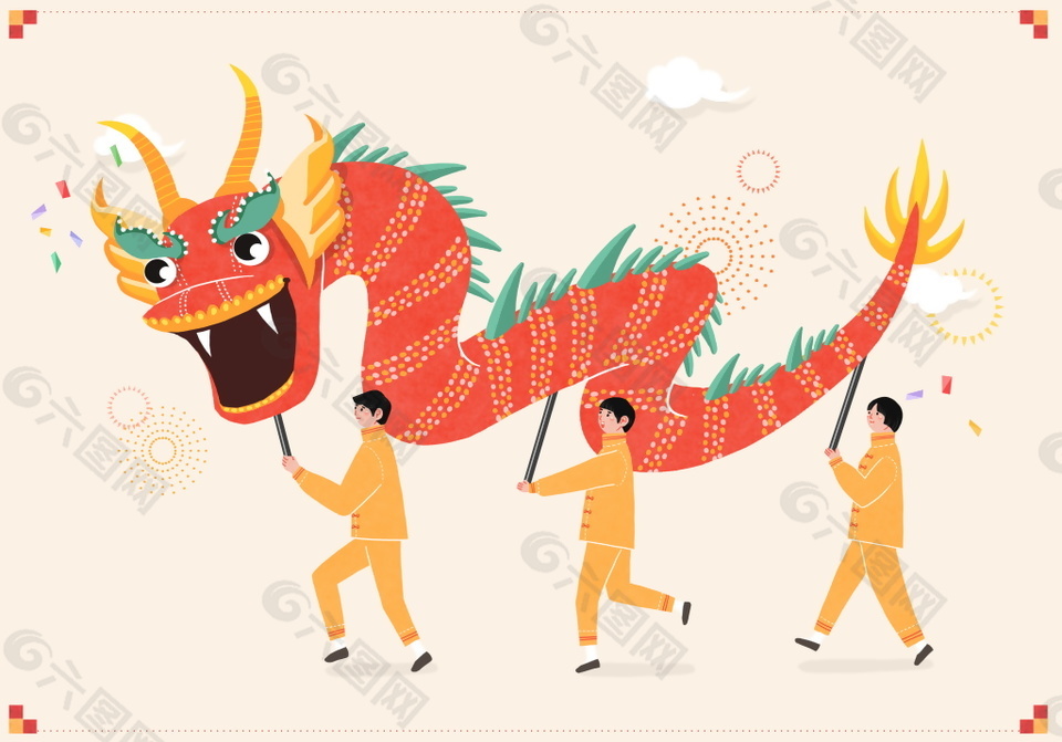 中国传统新年舞龙主题海报设计
