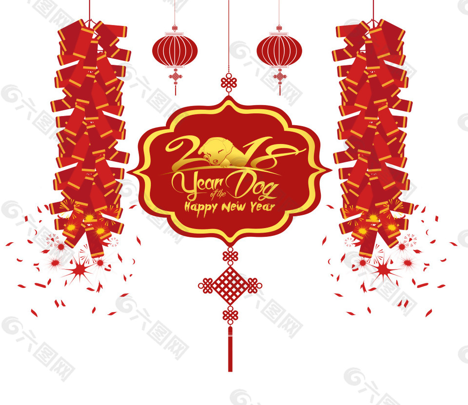 2018狗年鞭炮元素