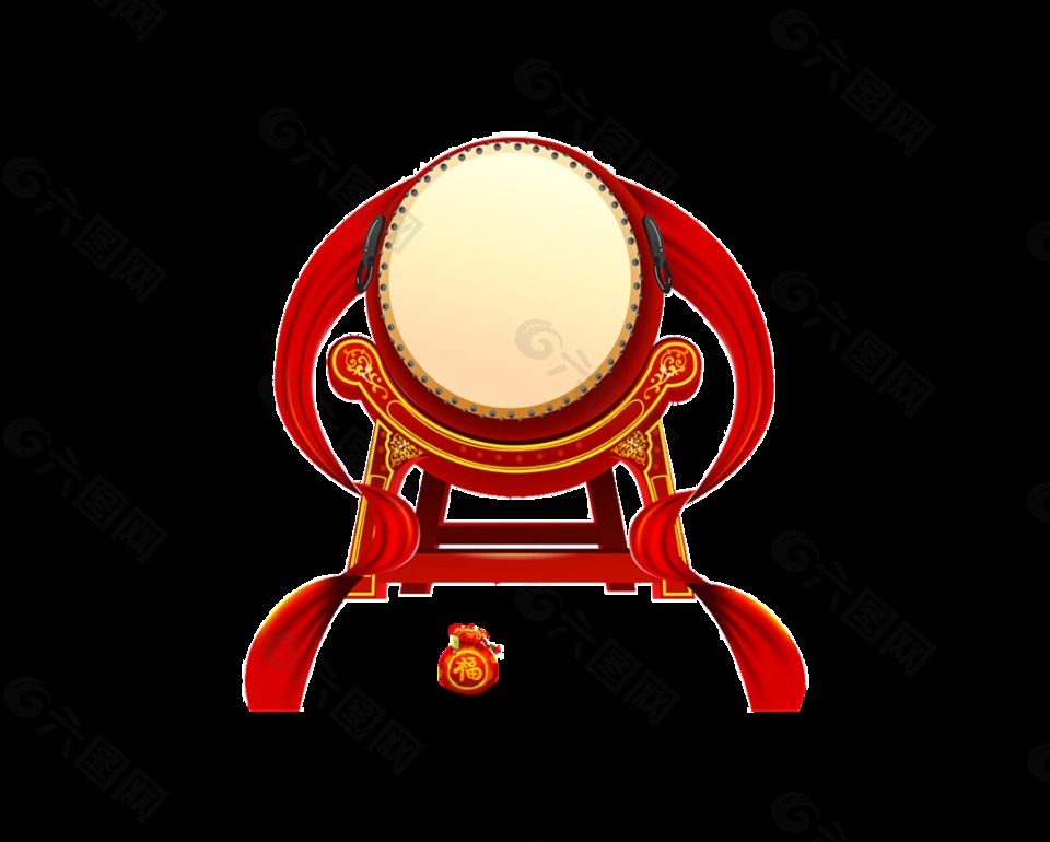 红色喜庆打鼓装饰素材