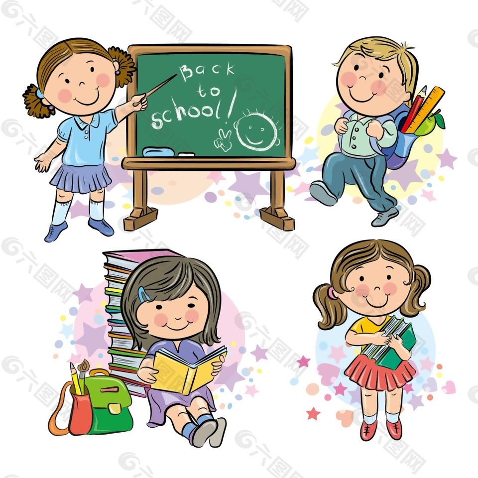 卡通上学学习儿童png元素