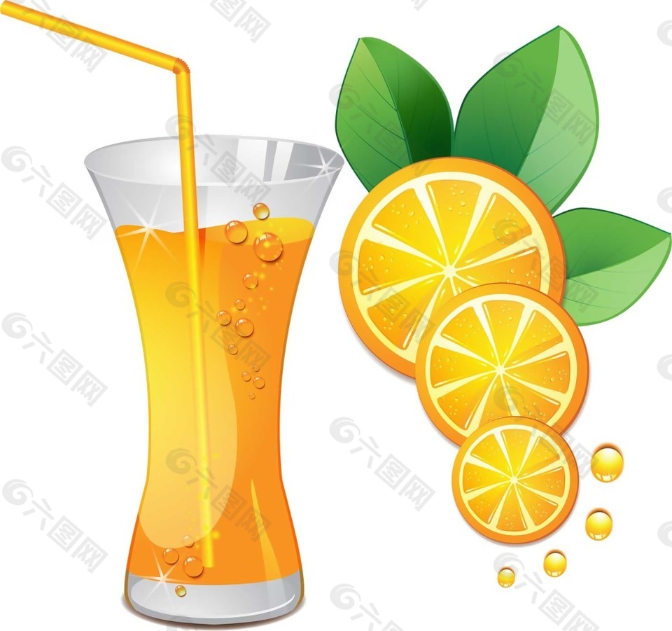 卡通黄色橙汁png元素