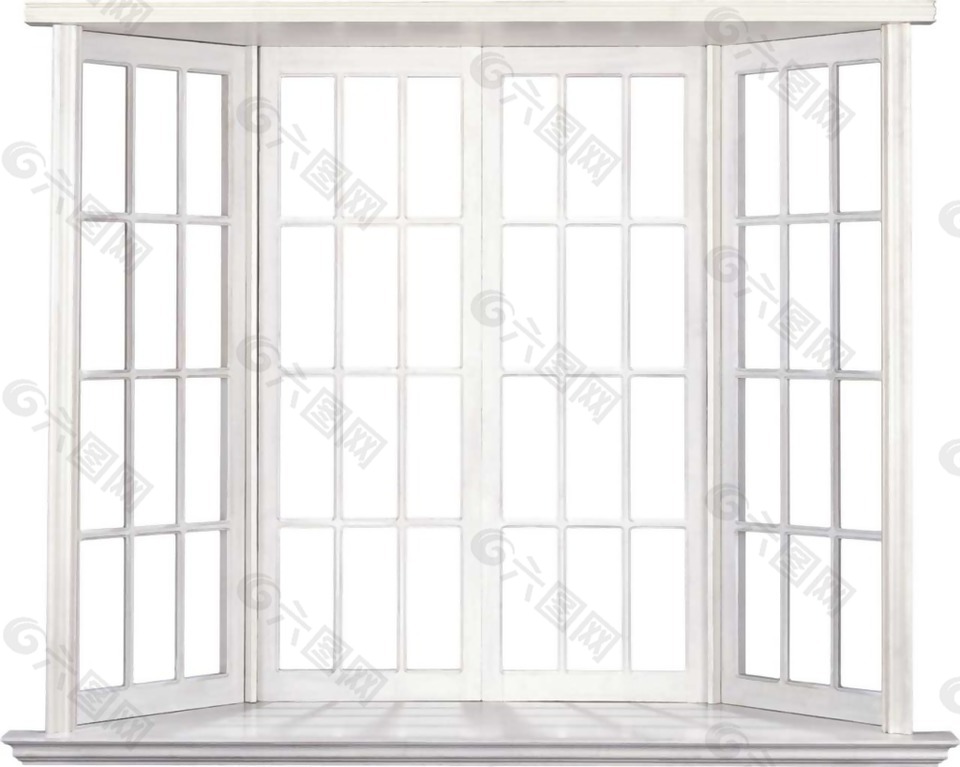 白色落地窗户png元素