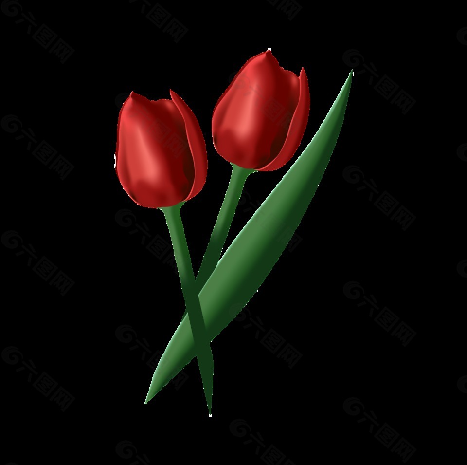 手绘质感红色玫瑰花装饰素材