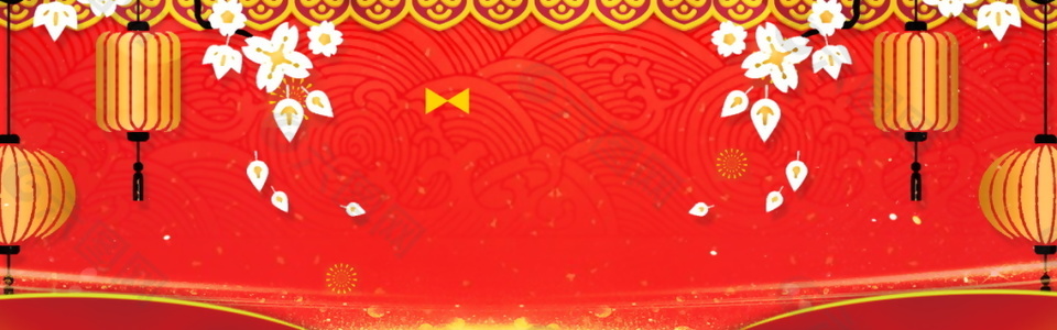 新年春节红色喜庆banner背景