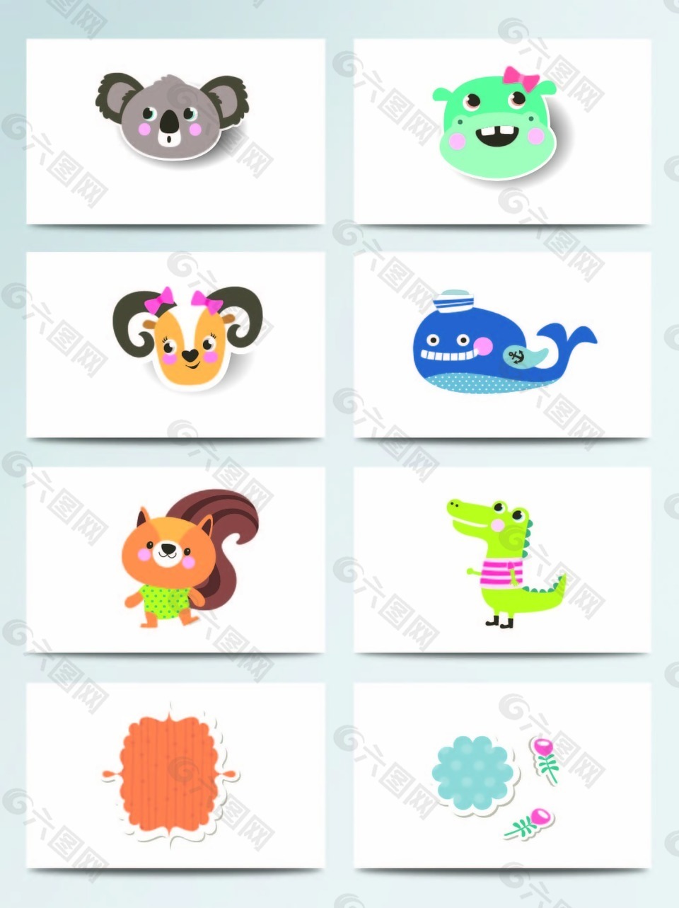 创意卡通动物装饰元素设计