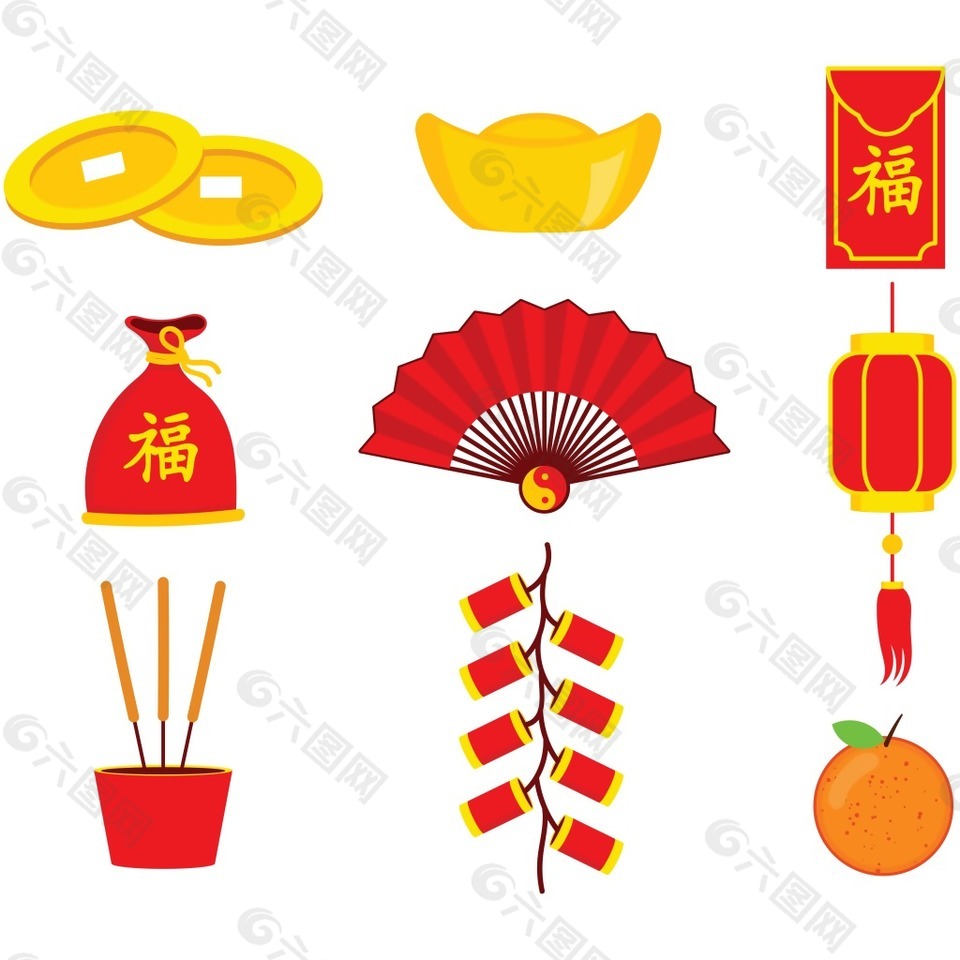 卡通新年装饰图案png元素