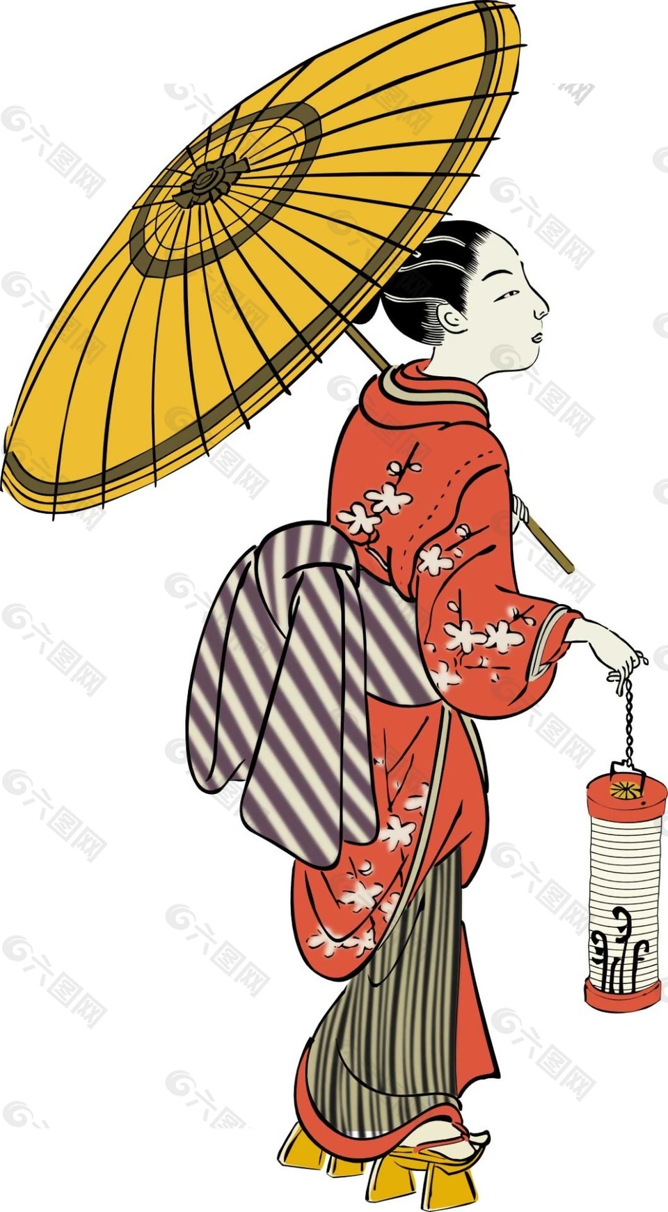 卡通日本撑伞女子png元素设计元素素材免费下载 图片编号 六图网